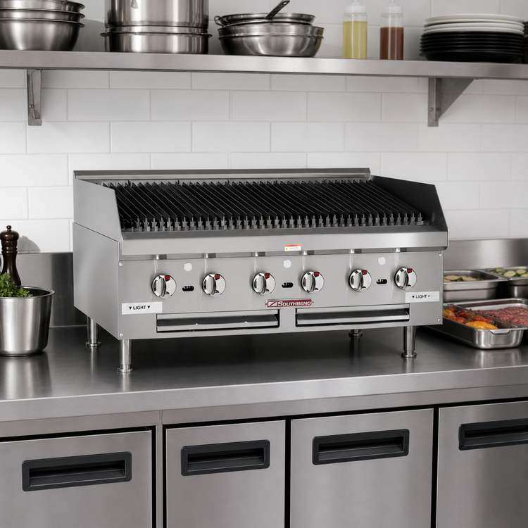 Product image #2 for Southbend 24-Inch Countertop Gas Charbroiler with Lava Rock Briquettes and Two-Sided Grid