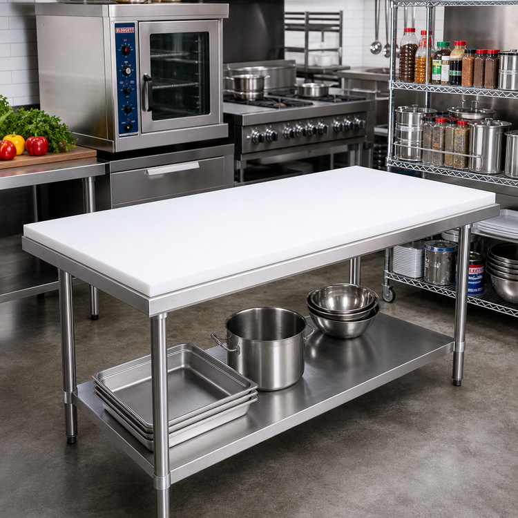 Product image #2 for John Boos 84" x 24" Reversible Poly Work Table Top Replacement, 1/2" Thick