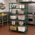 Thumbnail image #2 for Quantum 5-Shelf Wire Shelving Starter Kit, 42 x 30 x 63 in., Stationary, Green Epoxy Finish