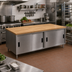 Thumbnail image #2 for BK Resources CMT-3096S 96-Inch x 30-Inch Hard Maple Top Chef Table with Sliding Door Cabinet Base
