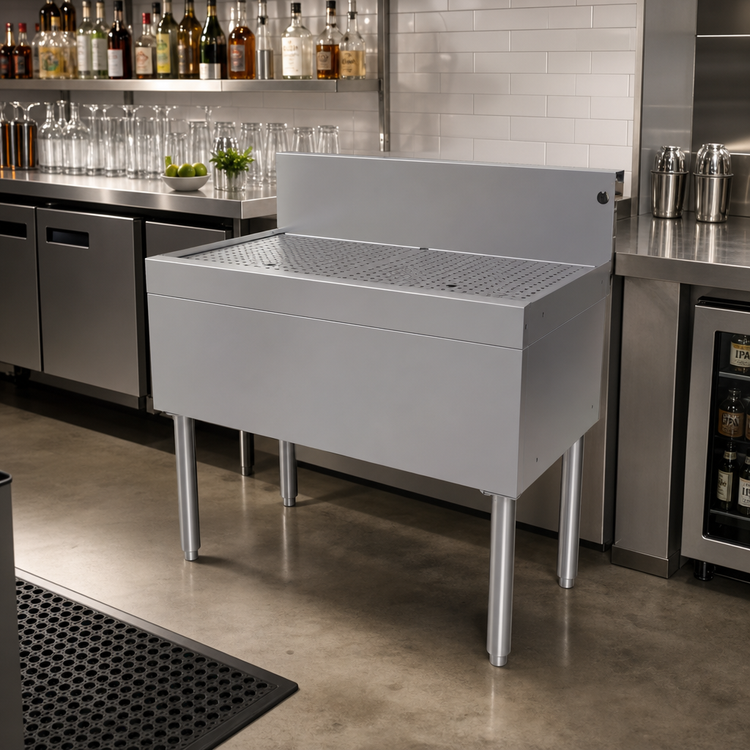 Product image #2 for Glastender DBA-36 Freestanding Stainless Steel Underbar Drainboard with Removable Perforated Insert