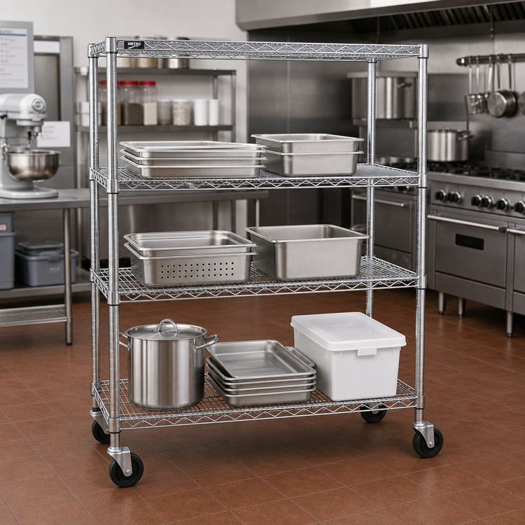 Product image #2 for Metro Super Erecta 4-Shelf Wire Stem Caster Cart, 900 lb. Capacity