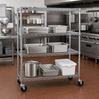 Thumbnail image #2 for Metro Super Erecta N466EBR 4-Shelf Wire Stem Caster Cart, 900 lb. Capacity, 60 x 21 x 69 in., Polyurethane Casters