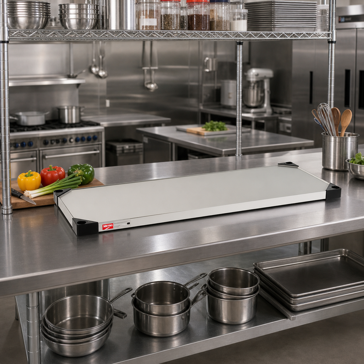 Product image #2 for Metro Super Erecta 42" x 14" Flat Solid Stainless Steel Shelf with Raised Ship's Edge