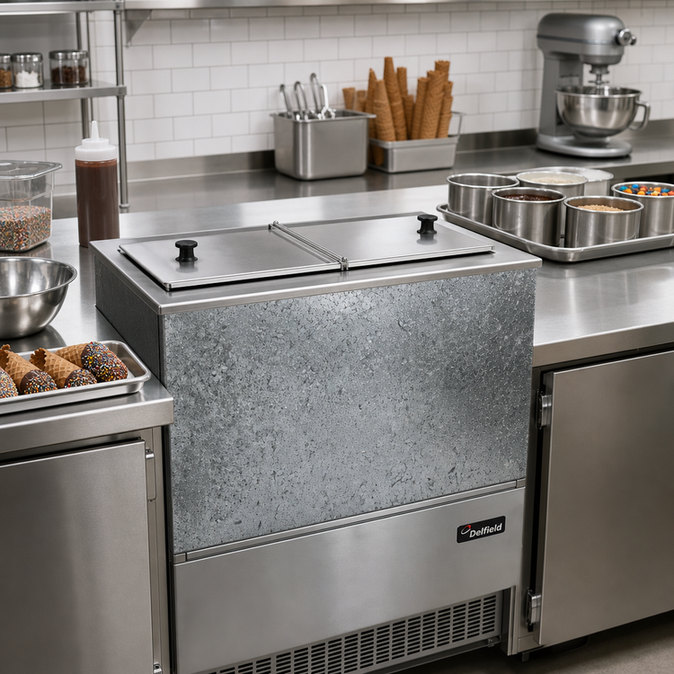 Product image #2 for Delfield 6-Gallon Self-Contained Drop-In Ice Cream Dipping Freezer with Stainless Steel Lid