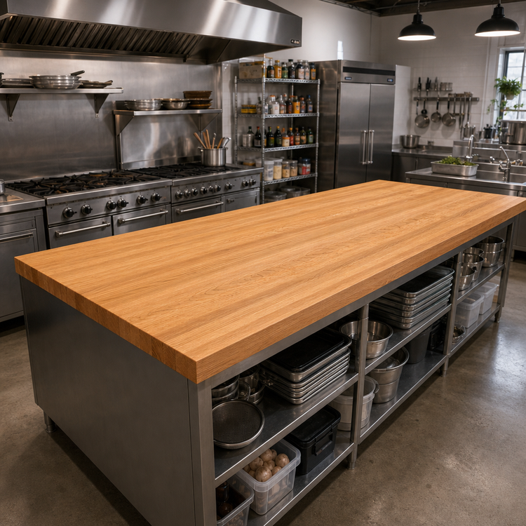 Product image #2 for Appalachian Red Oak Edge Grain Island Countertop, 120 x 42 x 1-1/2 Inch, Varnique Finish