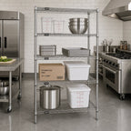 Thumbnail image #2 for Quantum WR74-2130S Stationary Wire Shelving Starter Kit, 4-Shelf, 304 Stainless Steel, 30"W x 21"D x 74"H