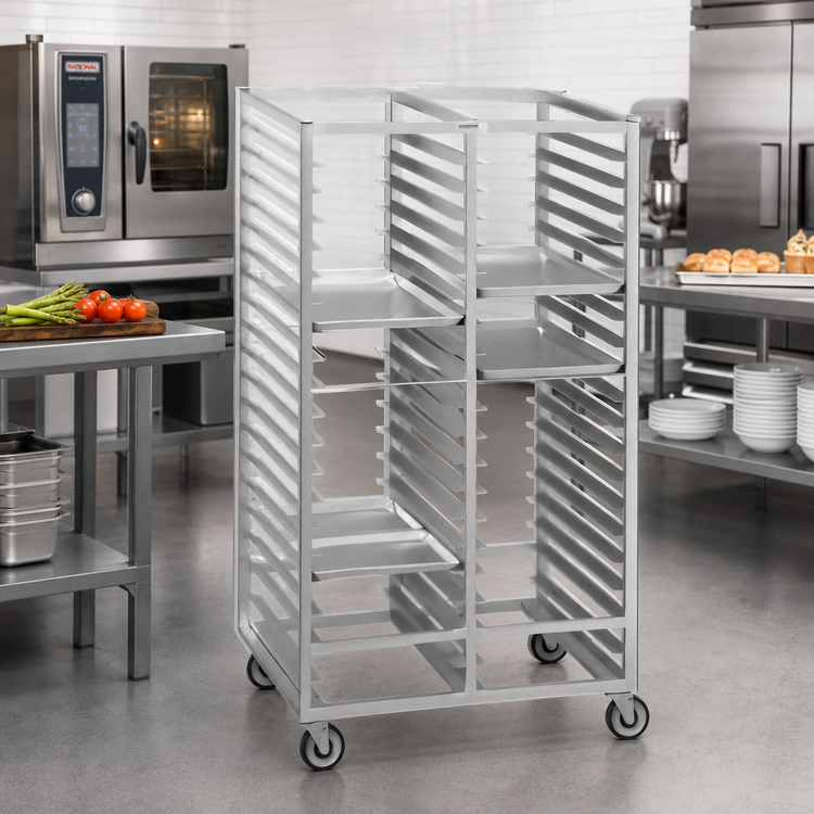 Product image #2 for Channel 424A6 64-Inch High Standard Series Double-Section Aluminum Cafeteria Tray Rack, 18-Tray Capacity