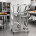 Thumbnail image #2 for Channel Manufacturing 424A6 Double-Section Aluminum Cafeteria Tray Rack, 18-Tray Capacity, 18 x 26-Inch Trays, 6-Inch Centers