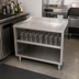Thumbnail image #3 for BK Resources Underbar Stainless Steel Glass Rack Unit with Drainboard Top, Open Front Base, and Adjustable Shelf, 30W x 21D x 32-1/2H