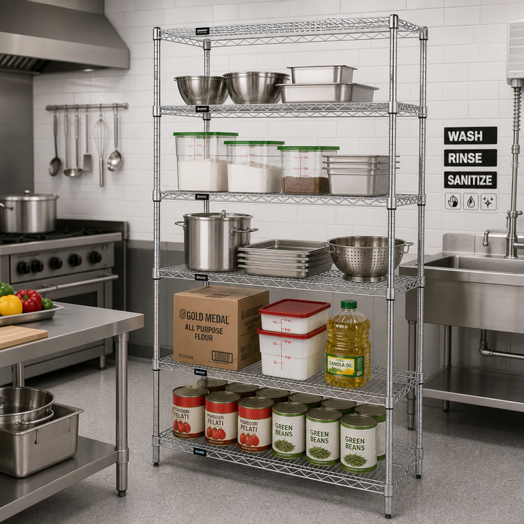 Product image #2 for Quantum 54"W x 24"D x 86"H Chrome Wire Shelving Starter Kit with 5 Shelves