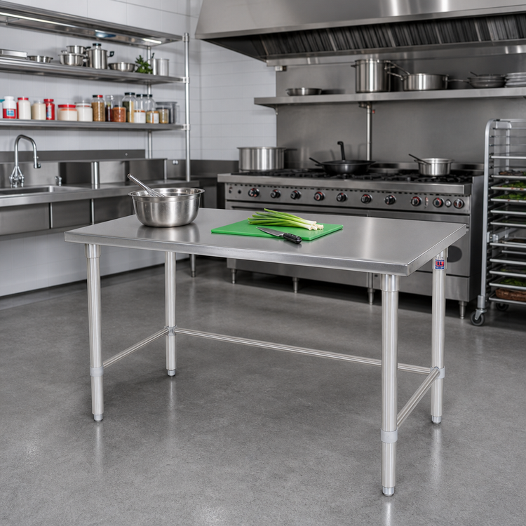Product image #2 for Stallion 60-Inch x 36-Inch 14-Gauge Stainless Steel Top Work Table with Stallion Safety Edge