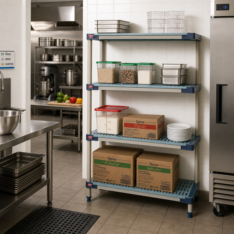 Product image #2 for MetroMax 4 Add-On All-Polymer Shelving Unit with 4 Open Grid Shelves, 36W x 24D x 74H
