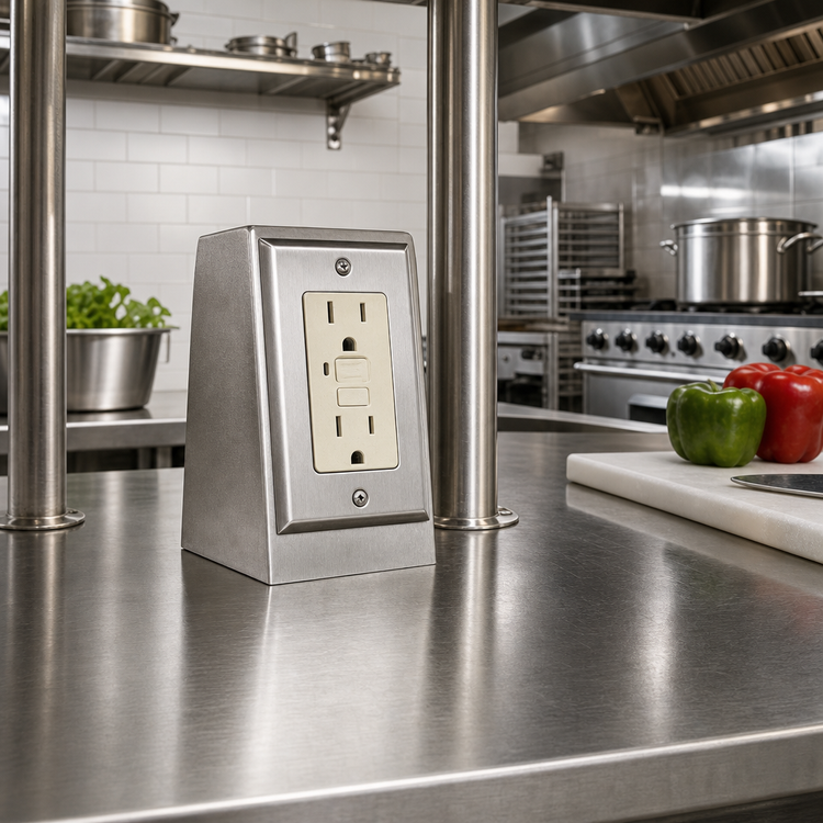 Product image #2 for Advance Tabco Doghouse-Style Duplex GFI Electrical Outlet Box with Stainless Face Plate