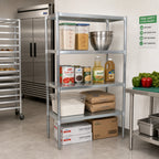 Thumbnail image #2 for BK Resources SSU6-3124 Stainless Steel Dry Storage Shelving Unit, 4 Adjustable Shelves, 31W x 24D x 72H