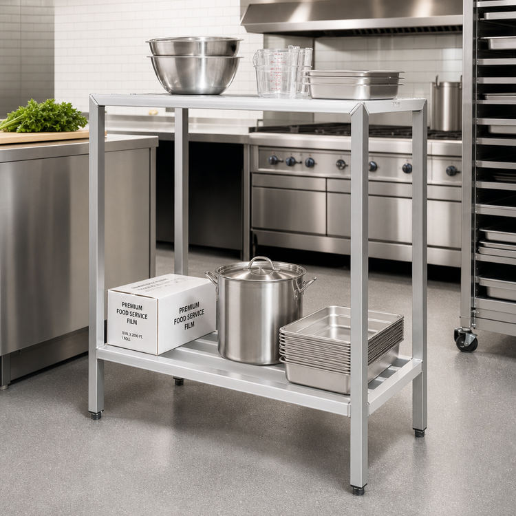 Product image #2 for New Age H.D. Series Two-Shelf Heavy-Duty Aluminum Shelving Unit, 48W x 20D x 48H