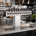 Thumbnail image #2 for Perlick Wide Base Countertop Glycol-Cooled Tee Draft Beer Tower, 12 Faucet, Extra High, Polished Chrome
