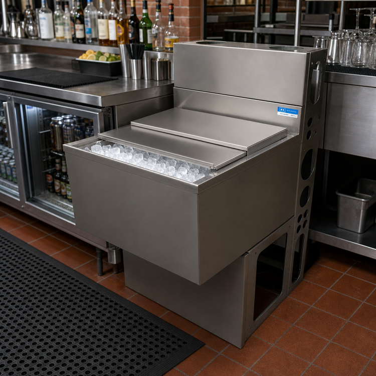 Product image #3 for BK Resources 31-Inch Underbar Ice Bin with 8-Circuit Cold Plate, 120 lb Capacity