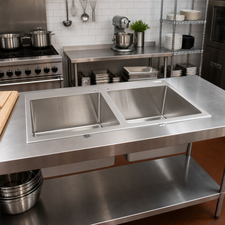 Product image #2 for John Boos Pro-Bowl 2-Compartment Drop-In Stainless Steel Hand Sink with 20 x 16 x 12 Inch Bowls