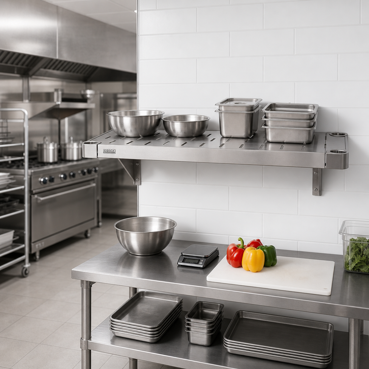 Product image #3 for Quik-Set Solid Louvered Stainless Steel Shelf, 42 Inch W x 24 Inch D