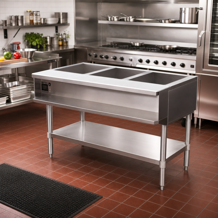 Product image #2 for Eagle Group AWT3-NG Water Bath Hot Food Table, 48-Inch, Open Base, Natural Gas, 3 Openings