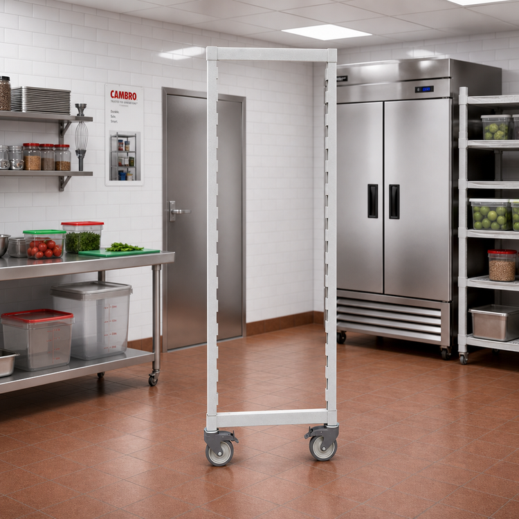 Product image #3 for Cambro Camshelving Premium Series High-Density Mobile Post Kit, 24"W x 75-1/4"H, Speckled Gray