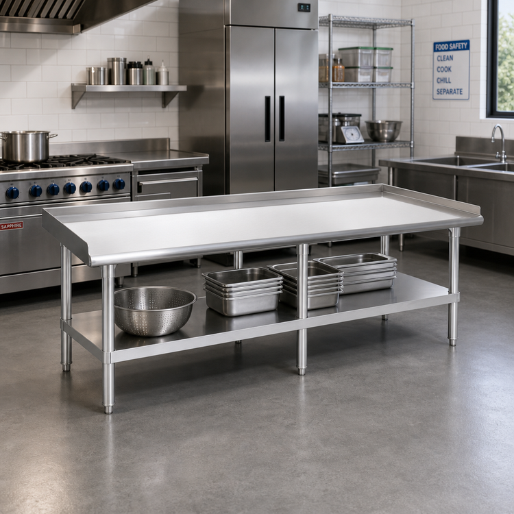 Product image #2 for Sapphire Manufacturing 72 Inch x 30 Inch Stainless Steel Equipment Stand with Adjustable Undershelf