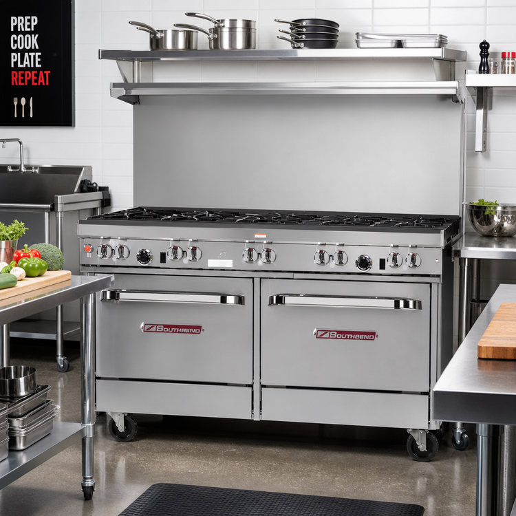Product image #2 for Southbend Ultimate 60-Inch Commercial Gas Restaurant Range with 8 Open Burners and 2 Standard Ovens