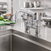 Thumbnail image #2 for T&S Brass B-2283-CR Double Pantry Deck-Mount Mixing Faucet with 6-Inch Swing Nozzle, 4-Inch Centers