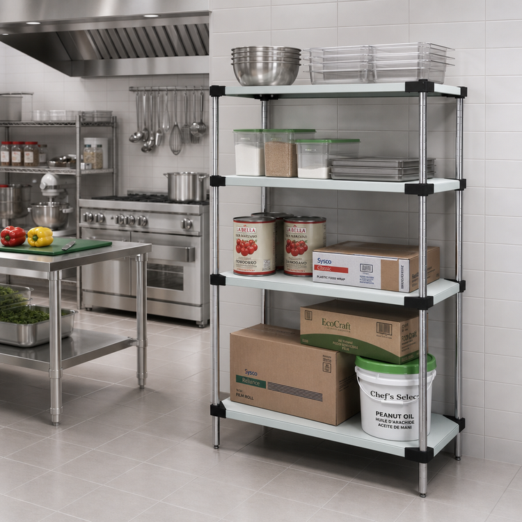 Product image #2 for Quantum 48"W x 24"D x 63"H 304 Stainless Steel Solid Shelving Starter Kit
