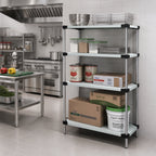 Thumbnail image #2 for Quantum WRS5-63-2448SS Stainless Steel Solid Shelving Starter Kit, 48"W x 24"D x 63"H, 5 Shelves, 4 Posts
