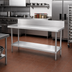 Thumbnail image #2 for Advance Tabco 60-Inch x 30-Inch 14-Gauge 304 Stainless Steel Work Table with 10-Inch Backsplash and Adjustable Undershelf