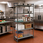 Thumbnail image #2 for Cambro Camshelving® Basics Plus CBU213684S5580 5-Shelf Solid Polymer Shelving Unit, 36"W x 21"D x 84"H, Stationary Starter, Brushed Graphite