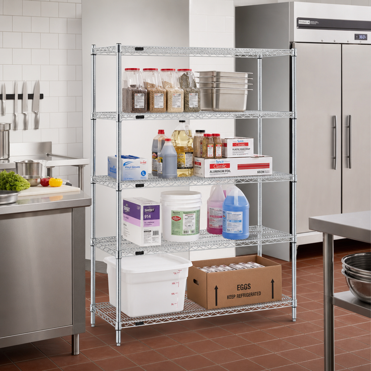 Product image #2 for EAGLEbrite Red-i-Pak 4-Tier Stationary Wire Shelving Unit, 60 x 18 x 63 Inches, Zinc Finish
