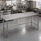 Thumbnail image #2 for Eagle Group Spec-Master T36120STEM Stainless Steel Work Table, 120 x 36 in, 14-Gauge 300 Series Top, Marine Edge, Open Base