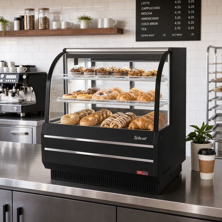 Product image #3 for Turbo Air Countertop Non-Refrigerated Bakery Display Case, Curved Glass, 48 1/2" W, 15.6 Cu. Ft.