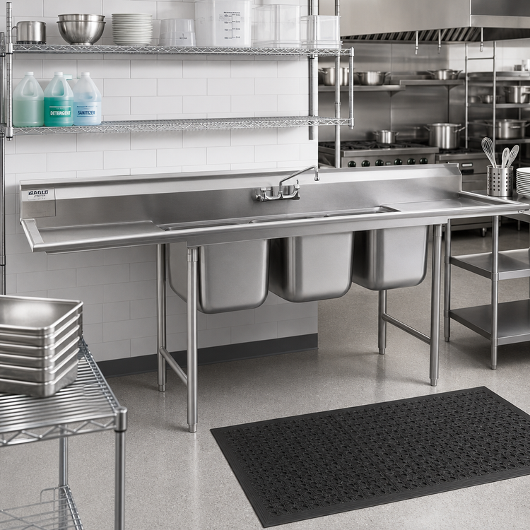 Product image #2 for Eagle Group 314 Series Three-Compartment Sink with Left Drainboard