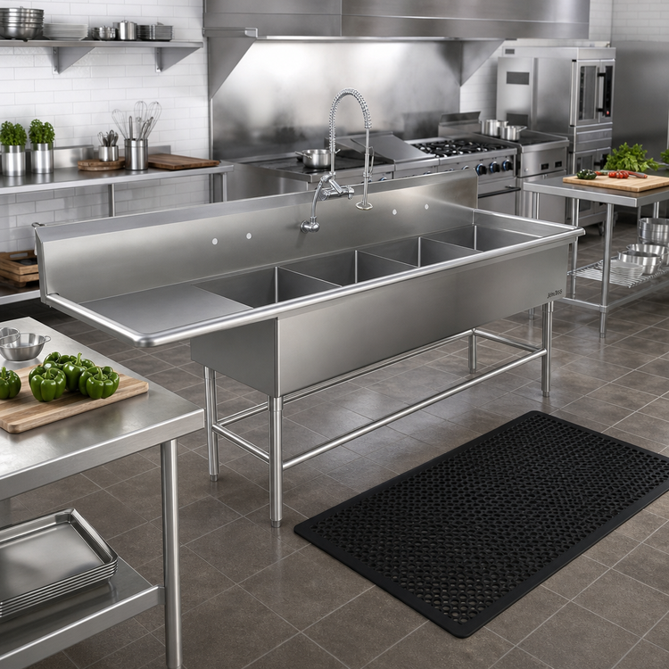 Product image #2 for John Boos Pro-Bowl 4-Compartment Sink with Left 30-Inch Drainboard, 20 x 20 x 14-Inch Compartments