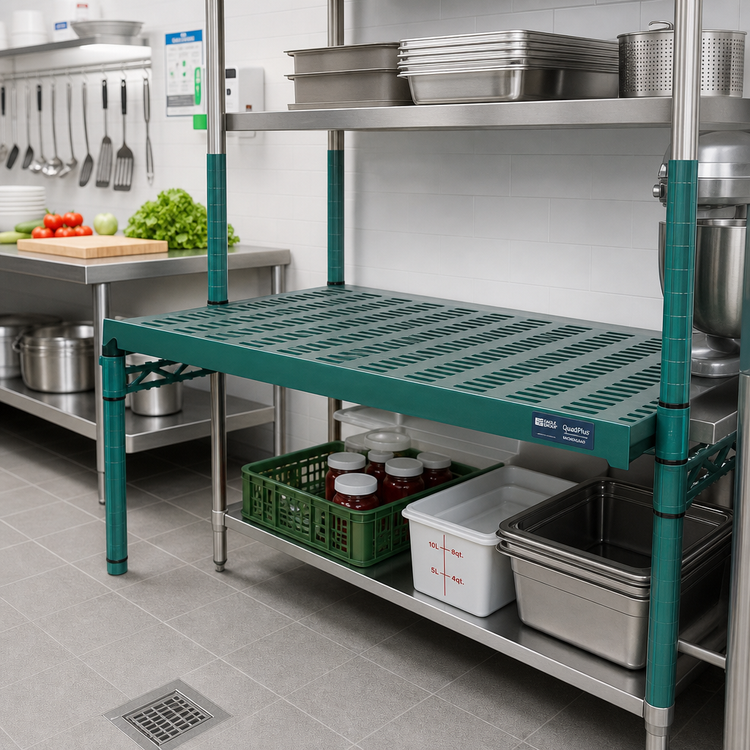 Product image #2 for Eagle Group QuadPlus 72-Inch x 18-Inch Louvered Polymer Shelf Mat with MICROGARD Antimicrobial Protection