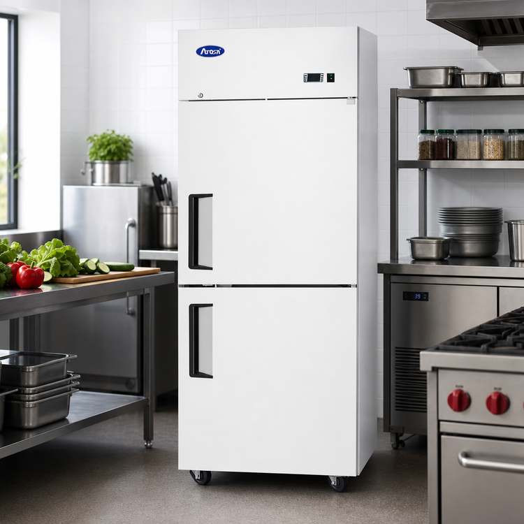 Product image #3 for Atosa 21.4 Cu. Ft. One-Section Top Mount Reach-In Refrigerator with Right-Hand Hinged Solid Half Doors