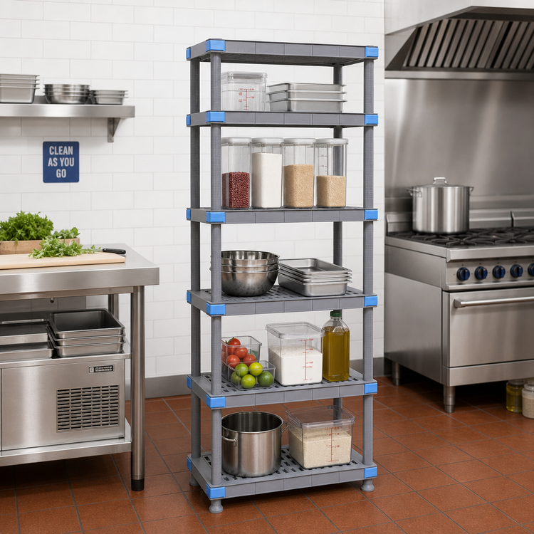Product image #2 for Millenia 24 Inch Wide x 18 Inch Deep x 50 Inch High Gray Polymer Shelving Starter Unit with 5 Shelves