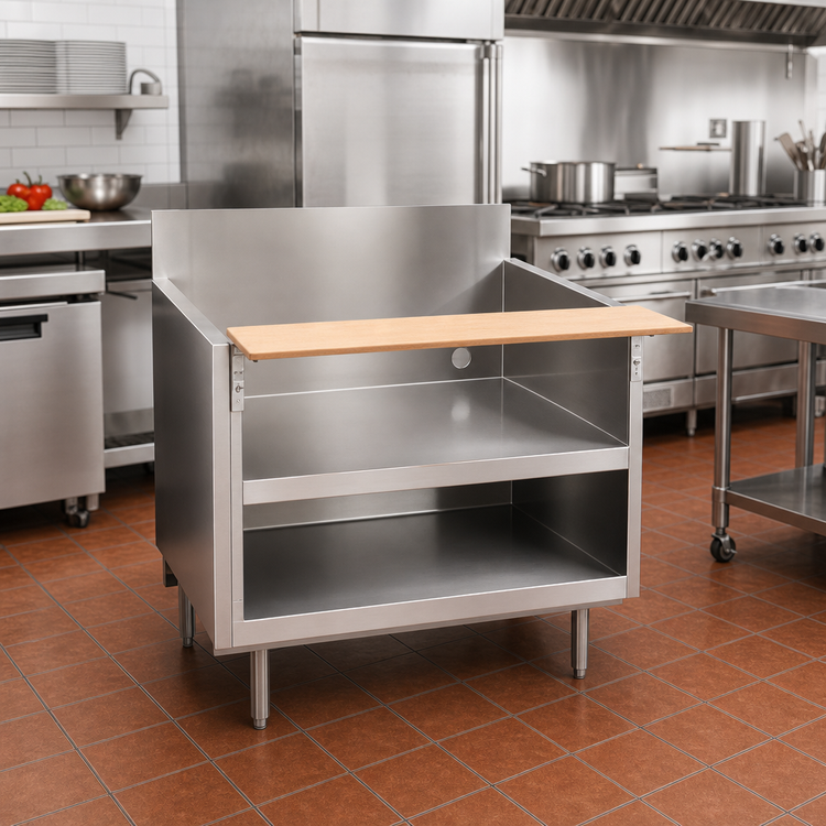 Product image #2 for La Rosa 66-Inch x 26-Inch Open Cabinet Equipment Stand with 9-1/2-Inch Richlite Cutting Board
