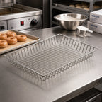 Thumbnail image #2 for Winco DB-1218 Rectangular Nickel-Plated Doughnut Basket, 12 x 18 x 2 Inches Case of 24
