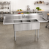 Thumbnail image #2 for John Boos E-Series 3-Compartment Stainless Steel Sink with Left and Right Drainboards, 102 Inches Wide