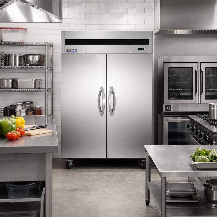 Product image #2 for IKON Refrigeration IT56F Two-Section Reach-In Freezer, 49 Cu. Ft., Top-Mount, Solid Stainless Steel Doors