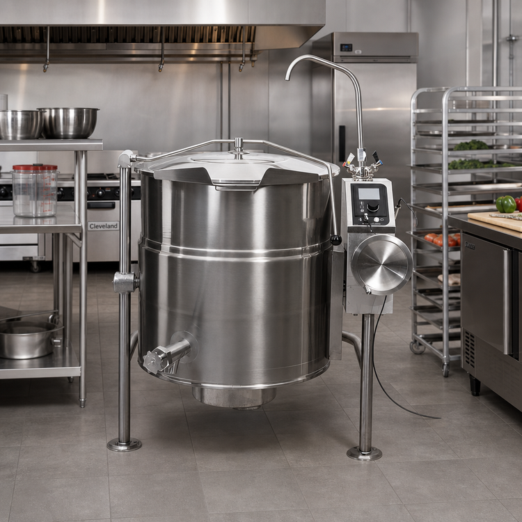 Product image #2 for Cleveland Range KEL100T Electric 100-Gallon Tilting Steam Jacketed Kettle with Tri-Leg Base