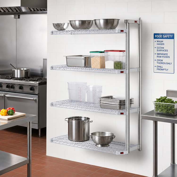Product image #2 for Eagle Group A4-74-1860C 60-Inch 4-Tier Add-On Wire Shelving Unit, 18-Inch Deep x 74-Inch High, Chrome-Plated