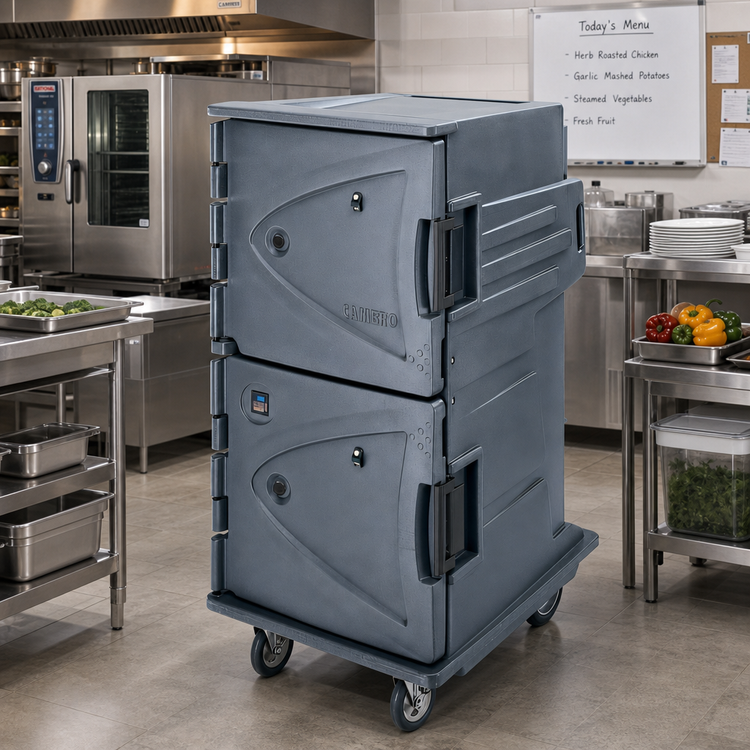 Product image #3 for Cambro Camtherm® Tall Profile Hot/Cold Food Holding Cart, Double Door, Granite Gray