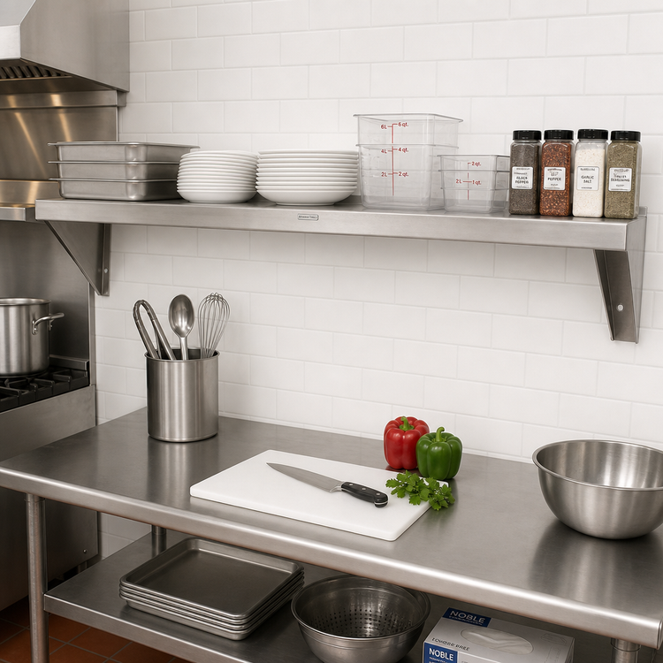 Product image #2 for Advance Tabco Special Value Series 48-Inch Wall-Mounted Tab-Lock Stainless Steel Shelf