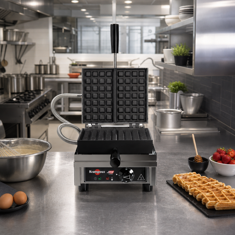 Product image #2 for Krampouz 4x7 Liège Single Countertop Waffle Maker with 90° Opening